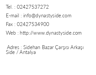 Dynasty Hotel iletiim bilgileri